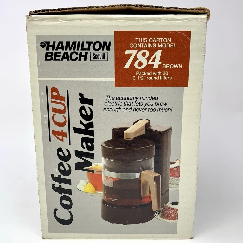 Vintage HAMILTON BEACH Mini Drip Coffee Maker 4 Cup #784 Brown TESTED Scoville